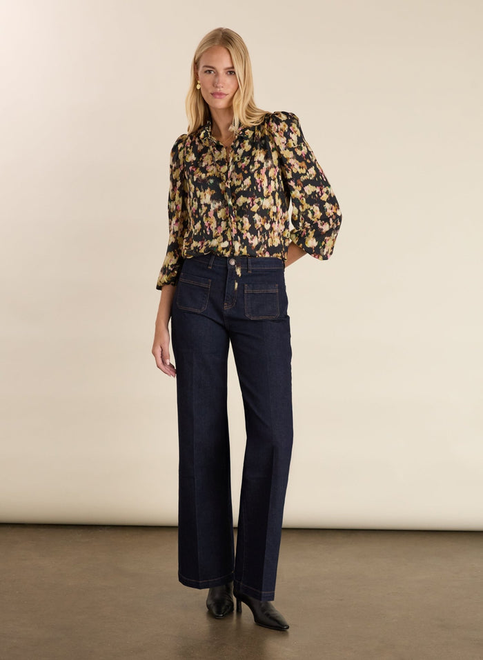 Eve Printed Blouse - Navy Blossom Baukjen