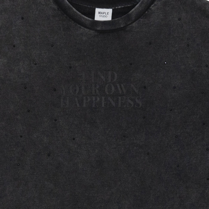 סווטשירט שטוף עם ניטים Find Your Own Happiness נשים