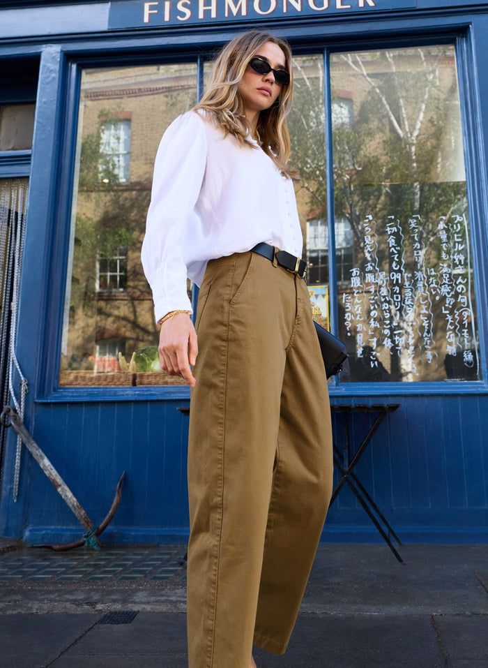 Finn Wide Leg Trousers - Taupe Baukjen