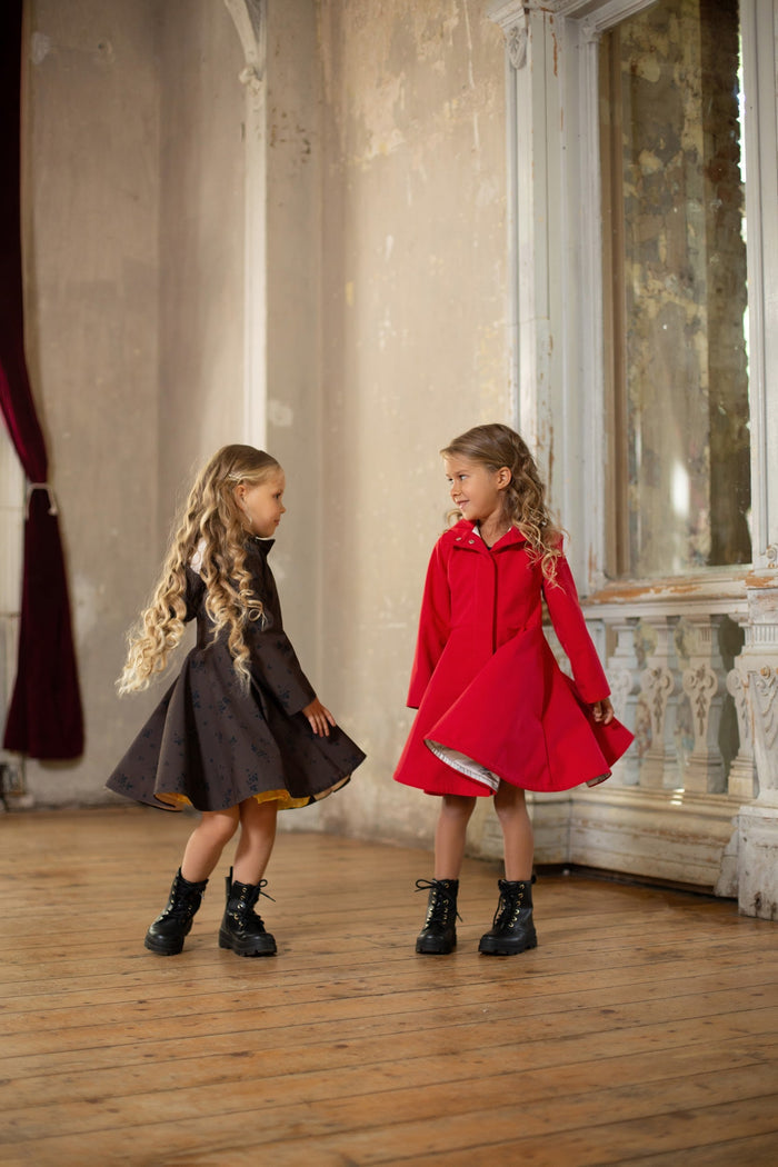 hooded fitted and flared girl coats