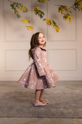 Fitted and flared coat for girls in beige