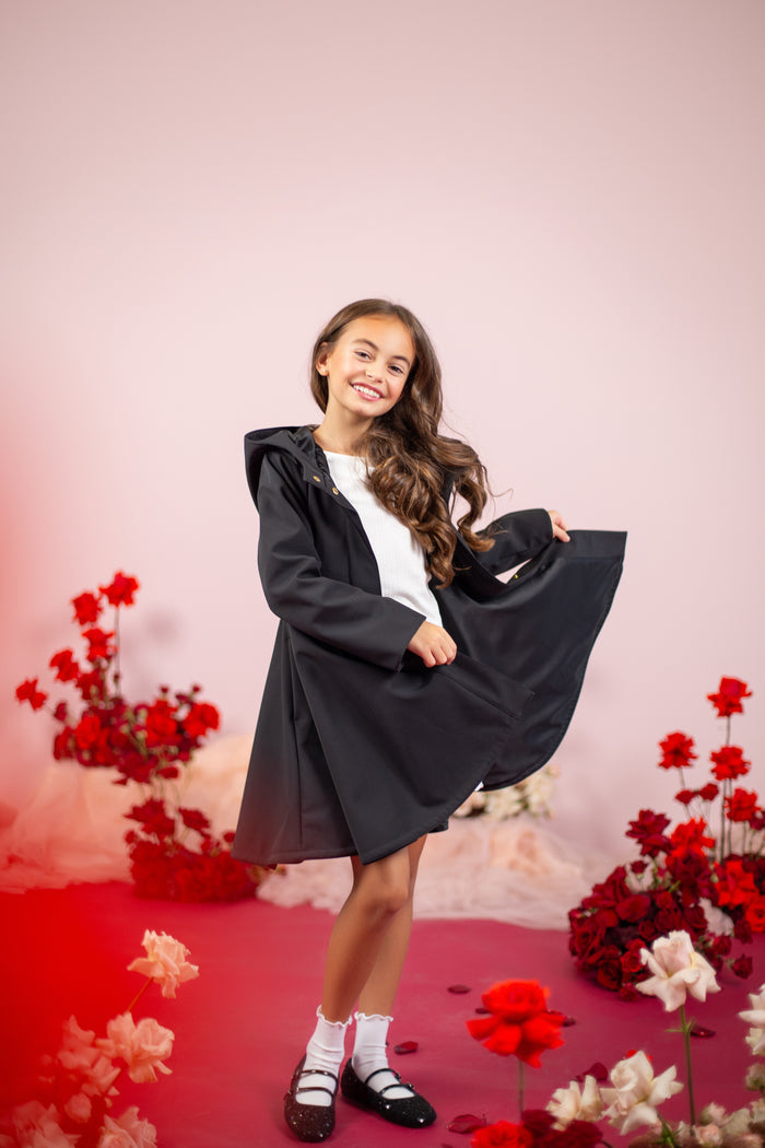 Black girls coat with full circle skirt