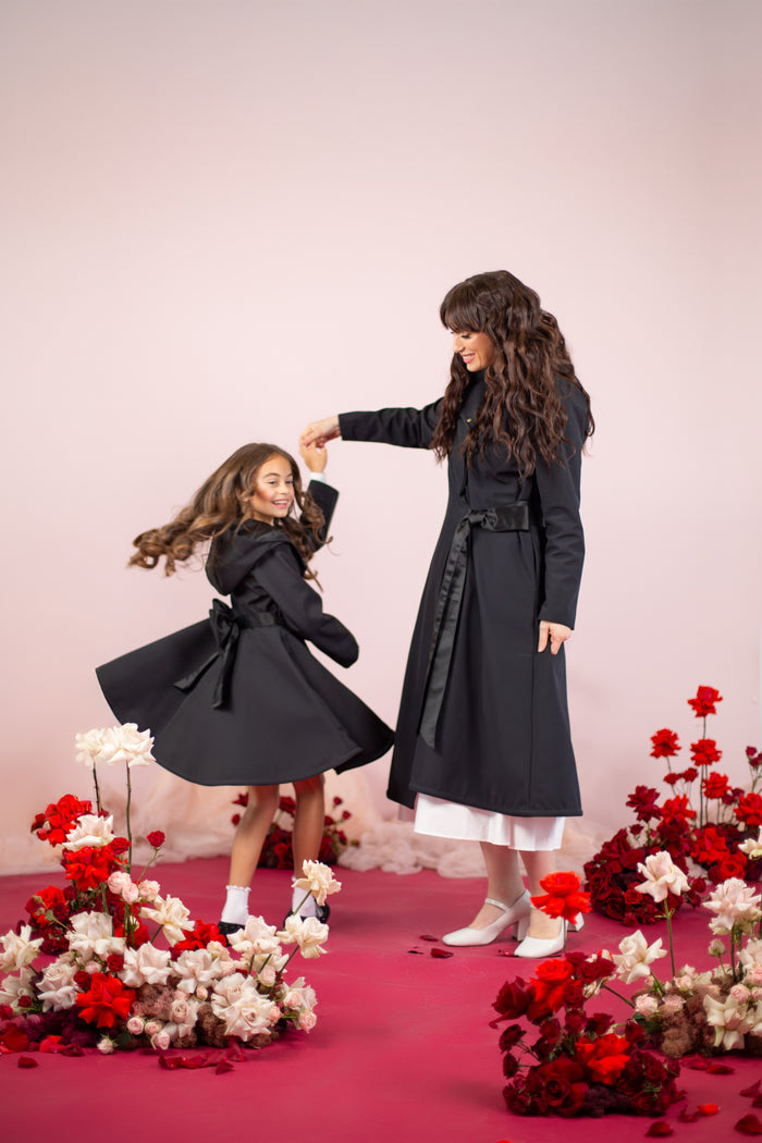 Mommy and me black coats