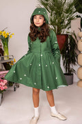 Girl's Green Coat with Floral Print | Primrose in Bloom
