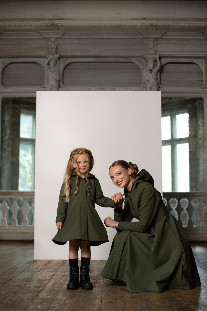 Khaki green mommy and me set
