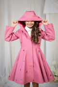Adorable pink girls' coat with a classic cut and soft satin lining