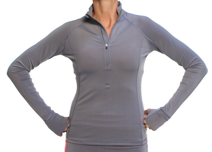 gray half zip