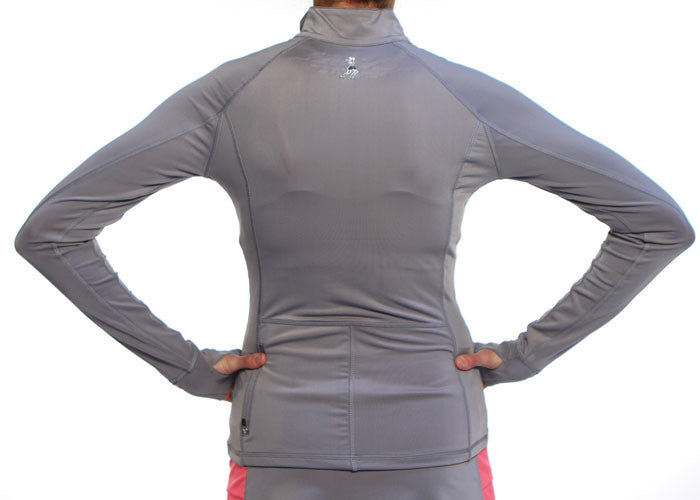gray half zip back
