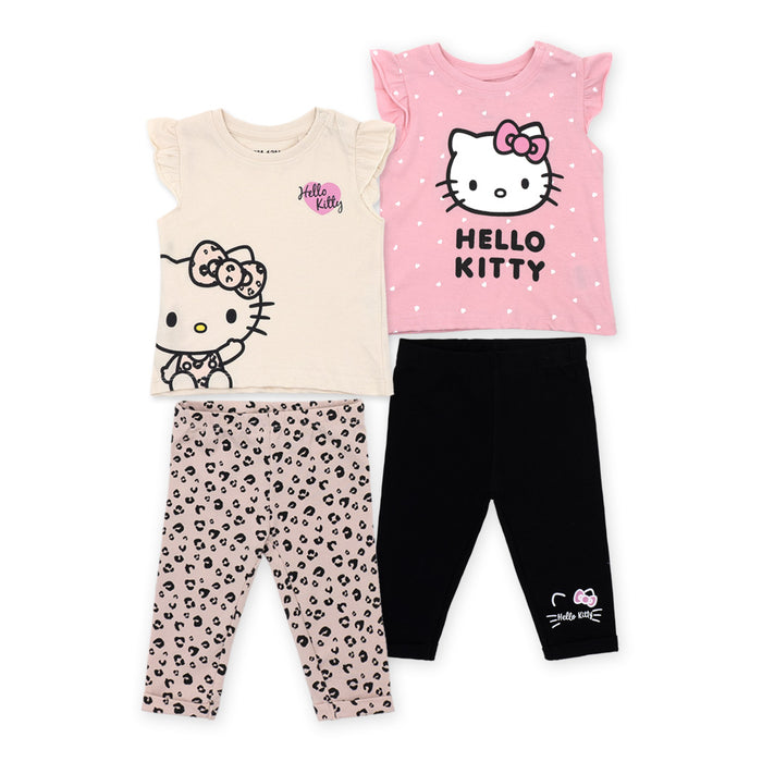 זוג חליפות שרוול מלמלה Hello Kitty תינוקות בנות