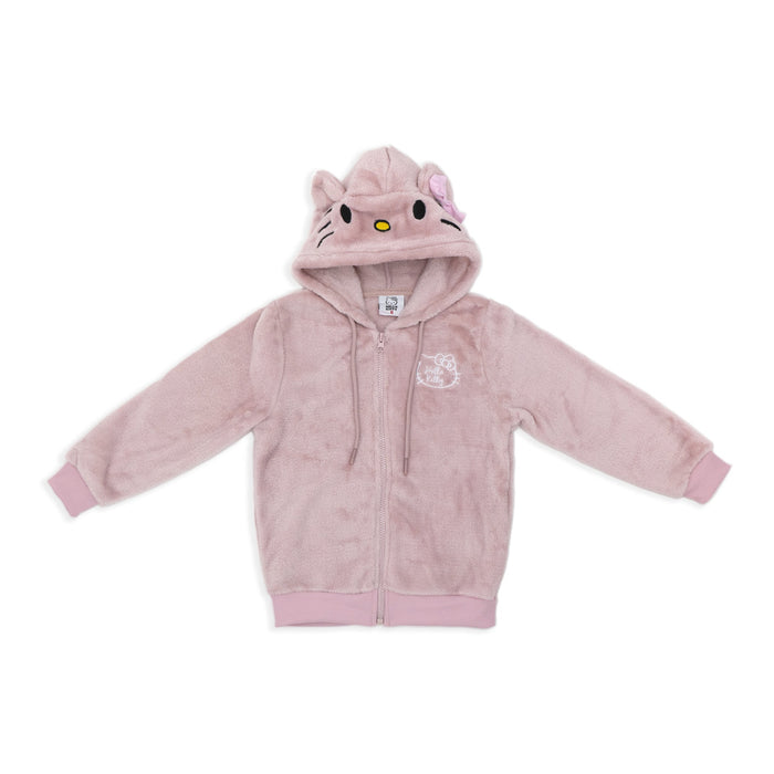 ג'קט קורל פליז כובע מדוגם Hello Kitty