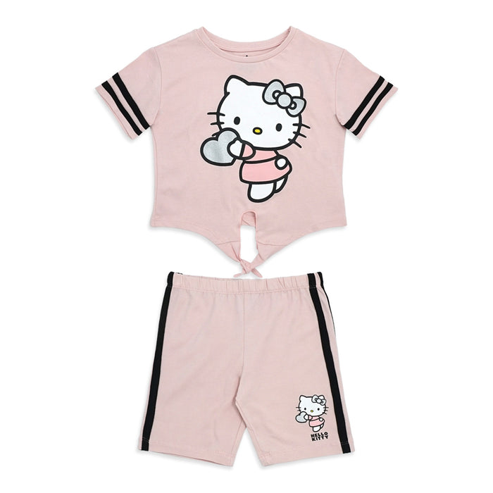 חליפת טייץ וחולצה קשורה Hello Kitty