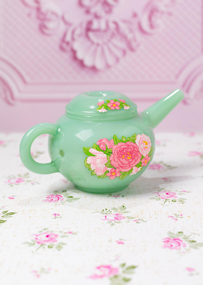 JADE FLORAL TEAPOT PIPE