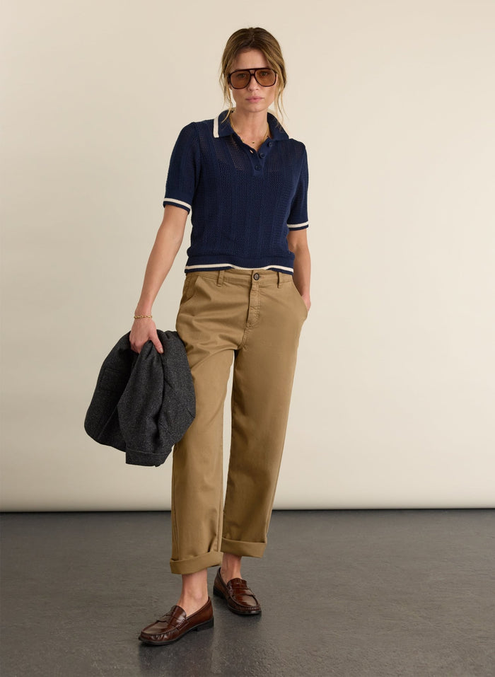 Janice Knitted Polo Top - Navy Baukjen