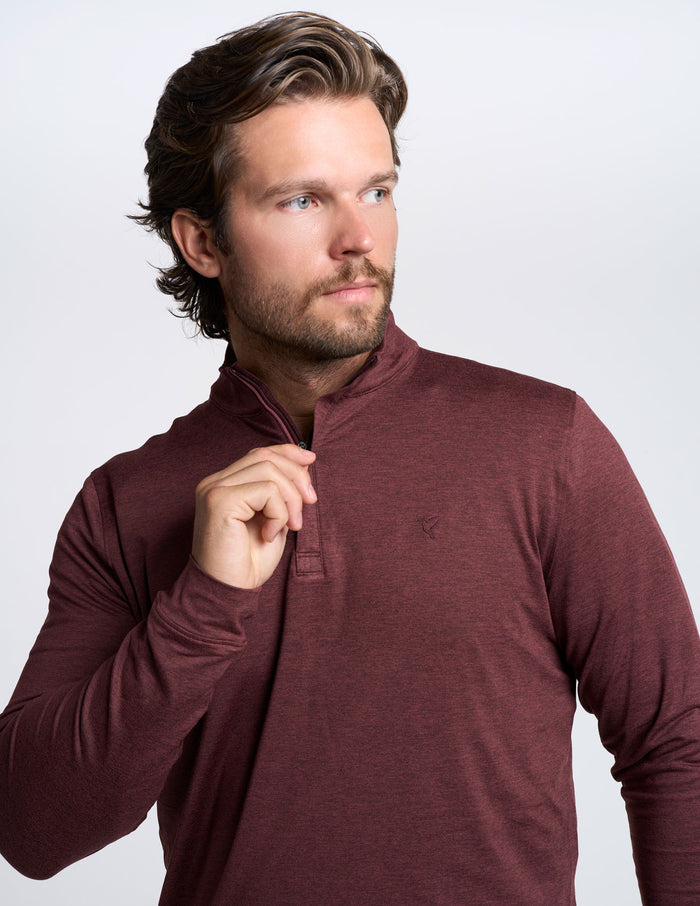 Last Layer Lined Q-Zip - Maroon Heather (The Scarlet Layer)