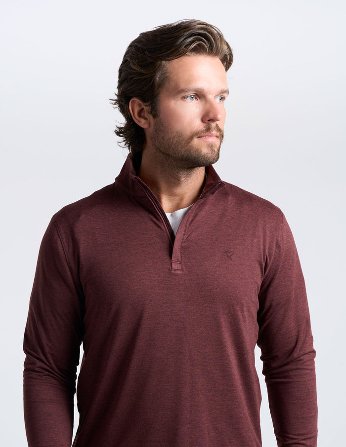 Last Layer Lined Q-Zip - Maroon Heather (The Scarlet Layer)