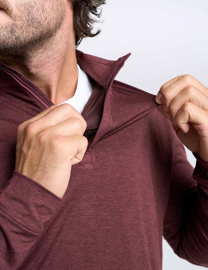 Last Layer Lined Q-Zip - Maroon Heather (The Scarlet Layer)