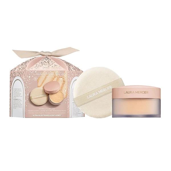 Laura Mercier - Divinely Flawless Translucent Loose Setting Powder & Puff Ultra- Blur - Translucent Honey