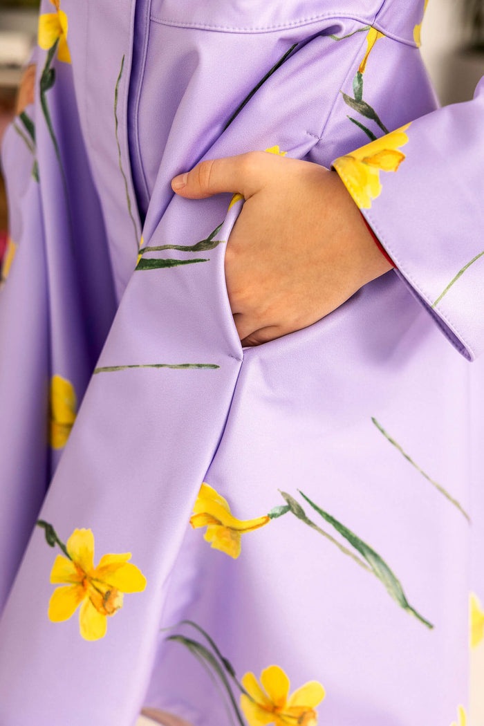 Fit and flare lilac girls jacket with floral print