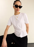 Lois Organic Draped Top - Pure White Baukjen