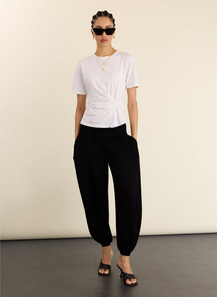 Lois Organic Draped Top - Pure White Baukjen