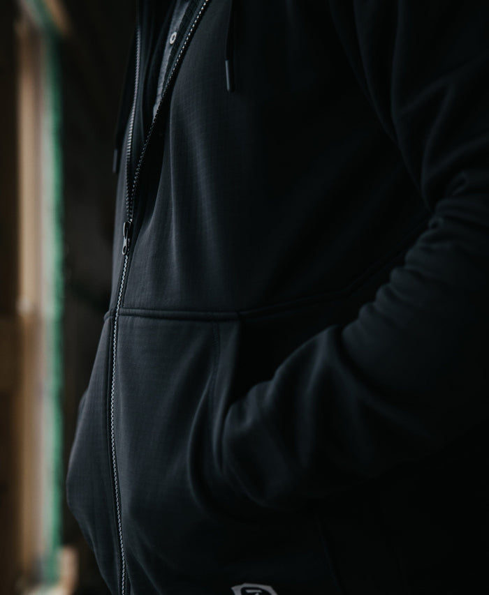 M2 Grid Zip Up Hoodie Truewerk #color_black