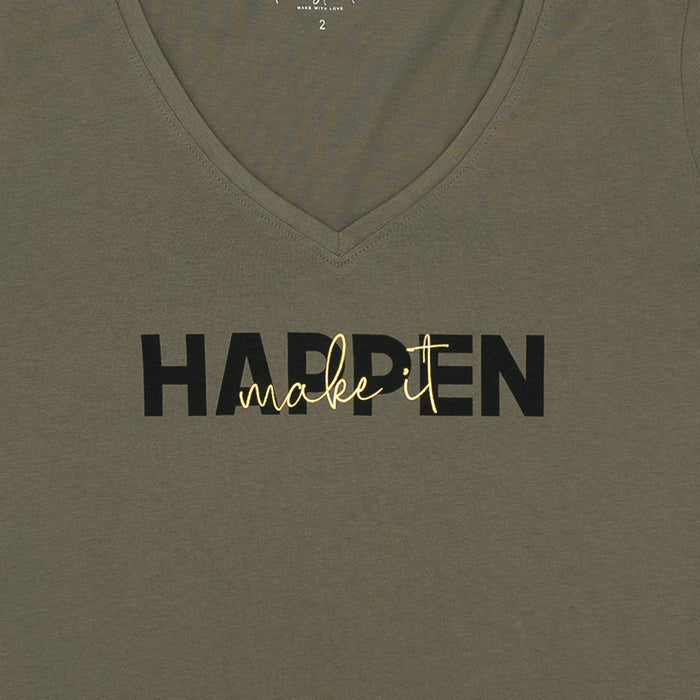 חולצה עם צווארון וי Make It Happen נשים