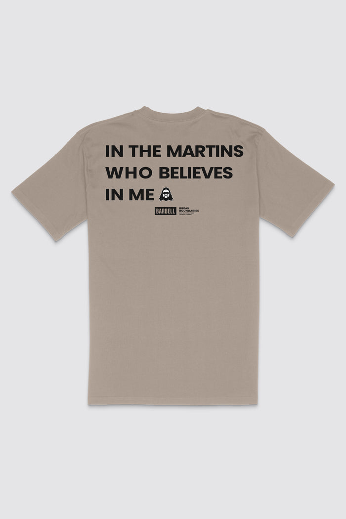 Martins Believe Tee - Sand - photo from back flat lay #color_tan