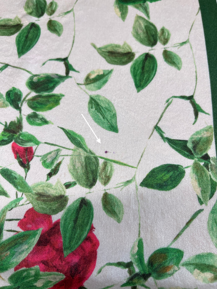 Medium Red Floral Natural Silk Scarf (with imperfection)