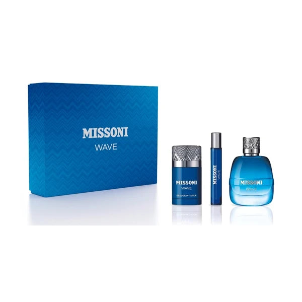 Missoni Wave Giftset Eau de Toilette 100ml+ Deodorant Stick 75ml+ Eau de Toilette Travel Spray 10ml
