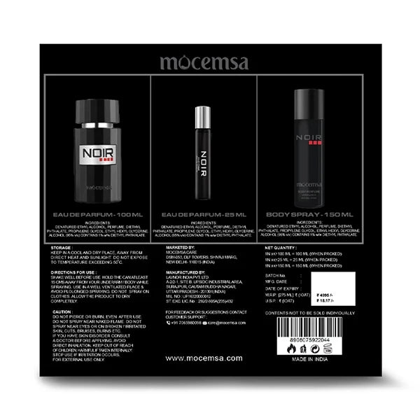 MOCEMSA NOIR GIFT SET -EDP 100ML AND TRAVEL SIZE 25ML AND DEO 150ML