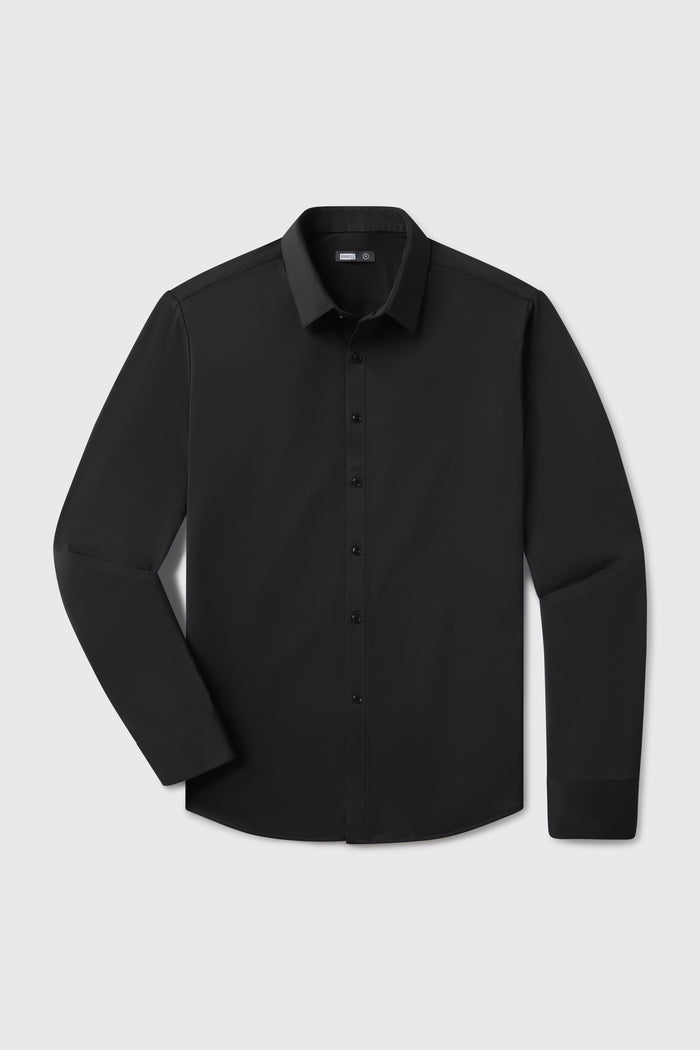 Motive Dress Shirt - Black - photo from front flat lay #color_black