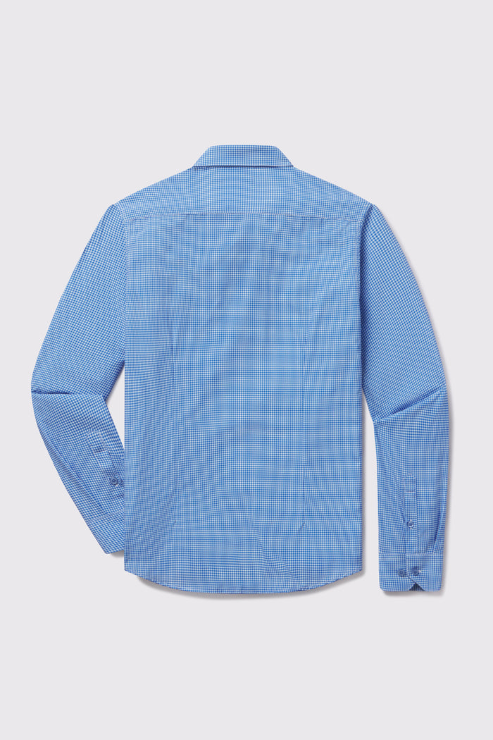 Motive Dress Shirt - Blue Gingham - photo from back flat lay #color_blue-gingham