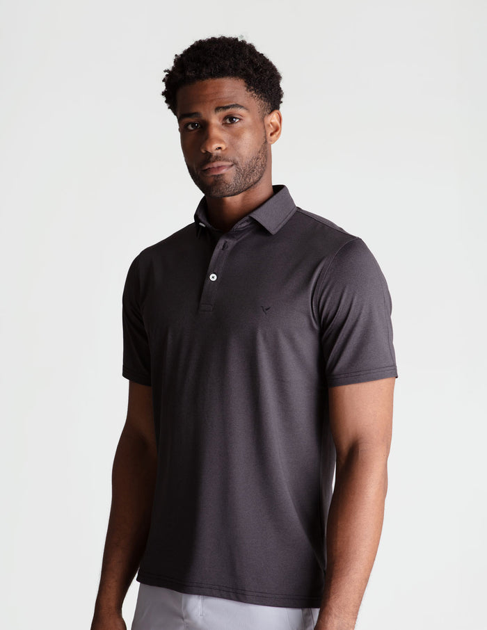NoFlop Golf Polo - Black Heather (The Tiger Woulds)