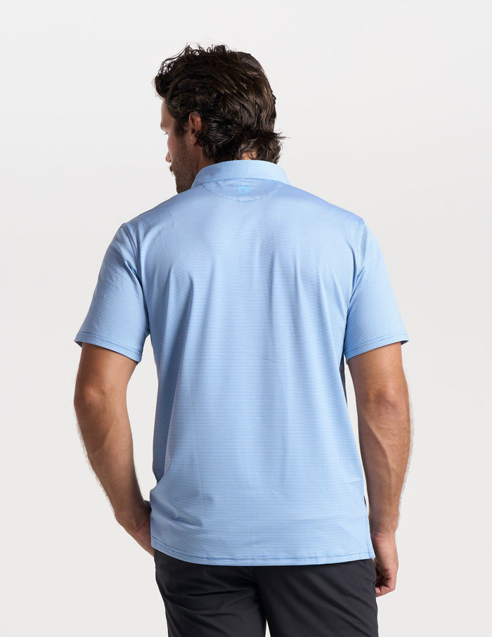 NoFlop Golf Polo - Blue Stripes (The Turn Father)