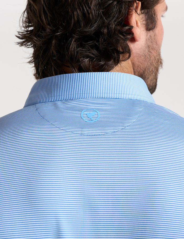 NoFlop Golf Polo - Blue Stripes (The Turn Father)