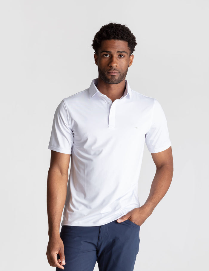 NoFlop Golf Polo - Club White (The Baby Fade)