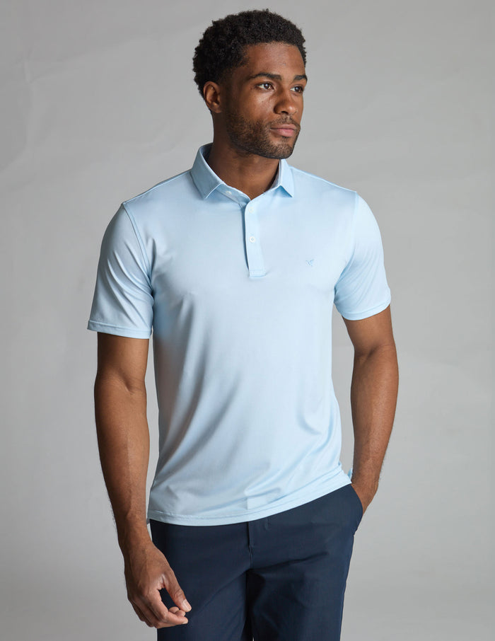 NoFlop Golf Polo - Double Breaker Carolina Blue (Talk Birdie To Me)