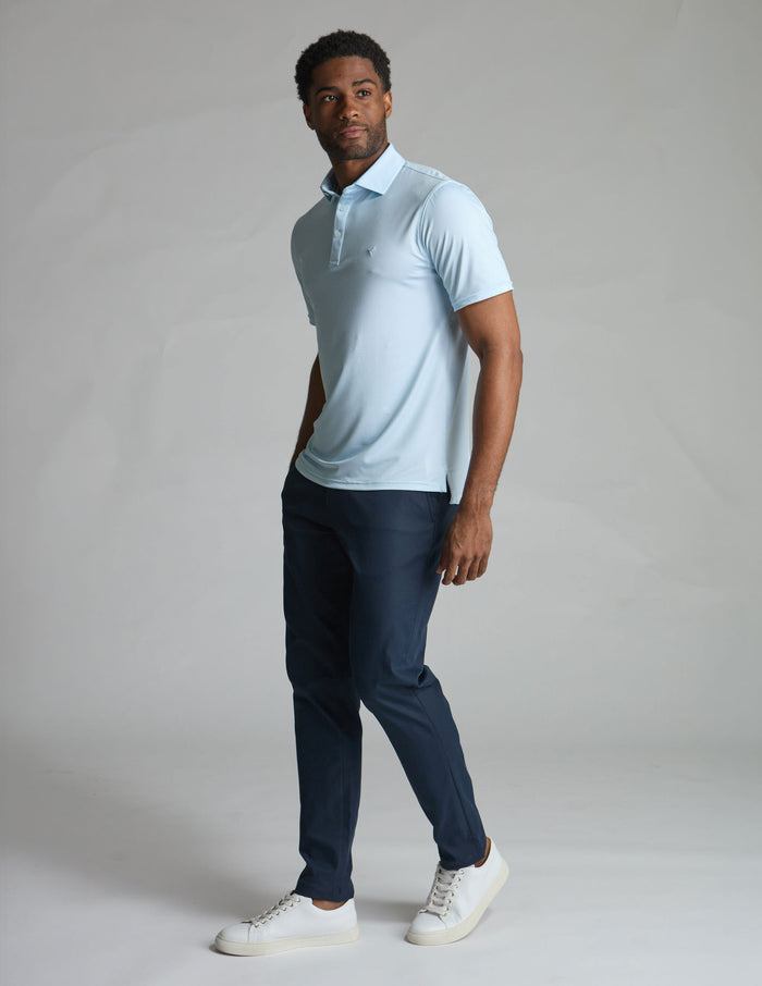 NoFlop Golf Polo - Double Breaker Carolina Blue (Talk Birdie To Me)