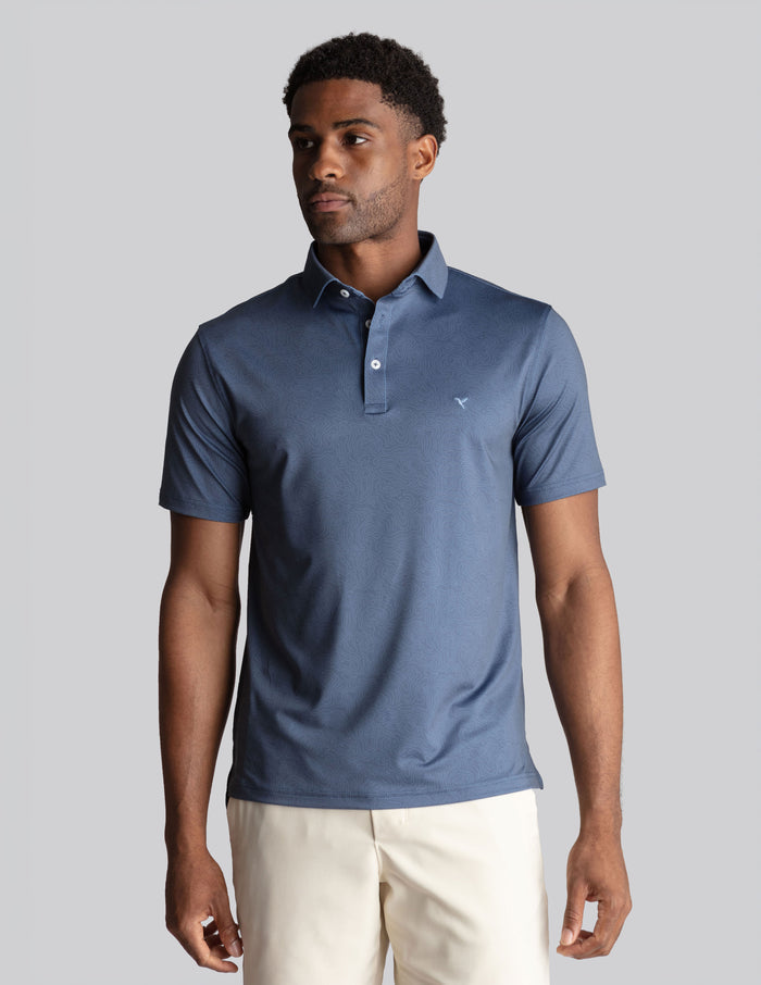 NoFlop Golf Polo - Double Breaker Navy (The Tee & Tea King)