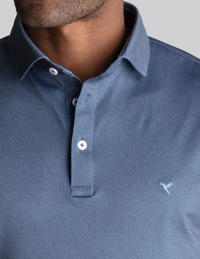 NoFlop Golf Polo - Double Breaker Navy (The Tee & Tea King)