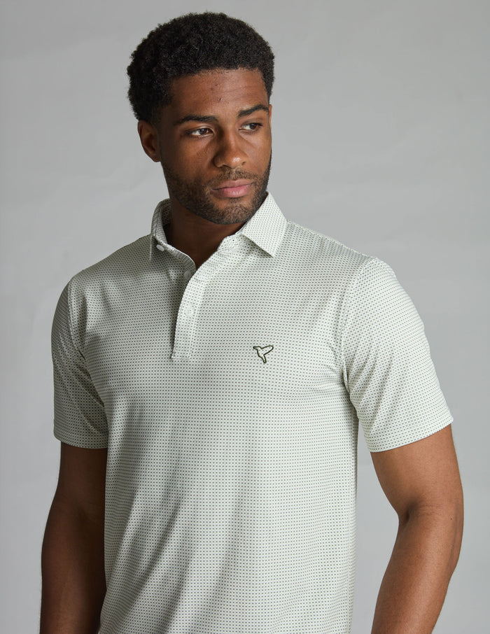 NoFlop Golf Polo - Frontier Beige Bowtie (The Jon Daily)