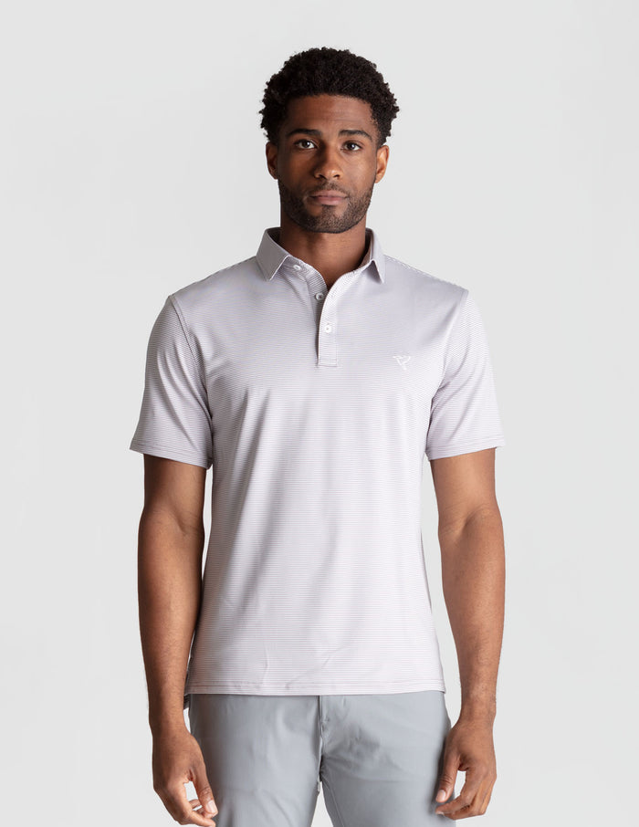 NoFlop Golf Polo - Gray Stripes (The Hampton Palmers)