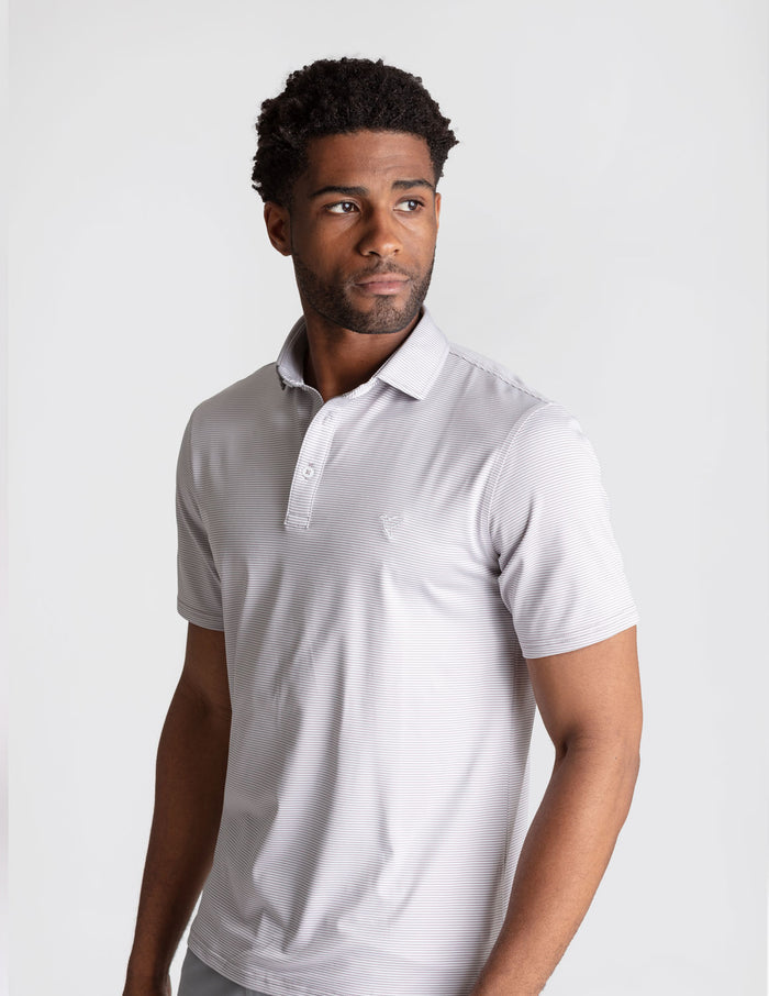 NoFlop Golf Polo - Gray Stripes (The Hampton Palmers)