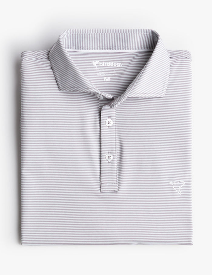 NoFlop Golf Polo - Gray Stripes (The Hampton Palmers)