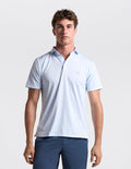 NoFlop Golf Polo - Light Blue Stripes (The Big Lebirdski)