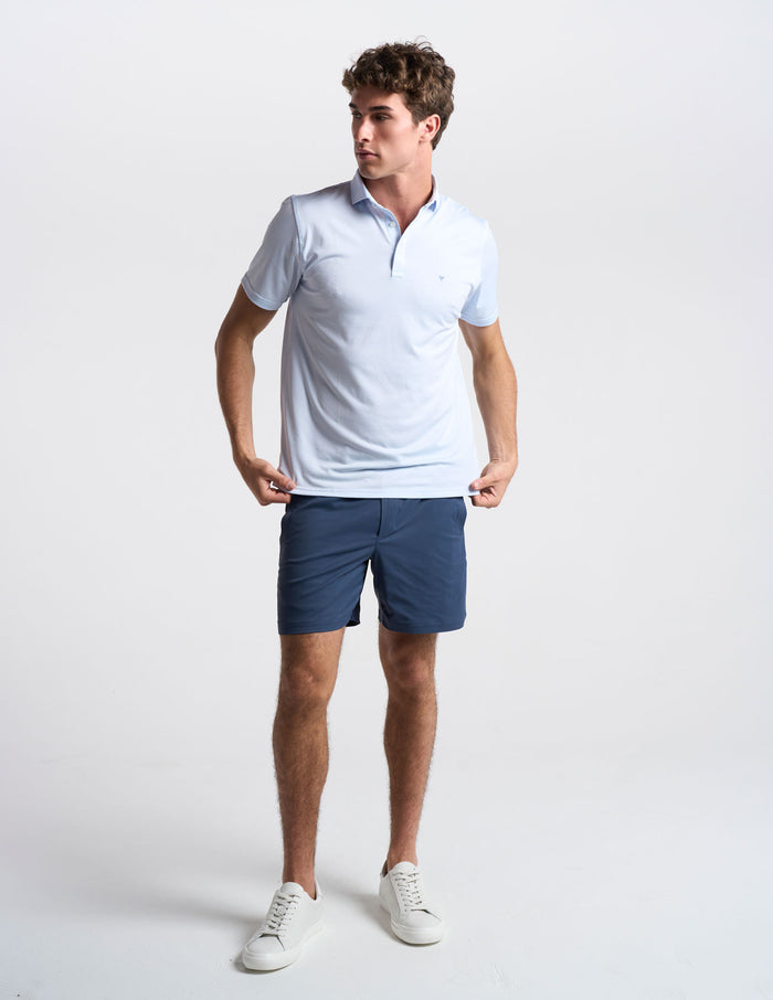 NoFlop Golf Polo - Light Blue Stripes (The Big Lebirdski)