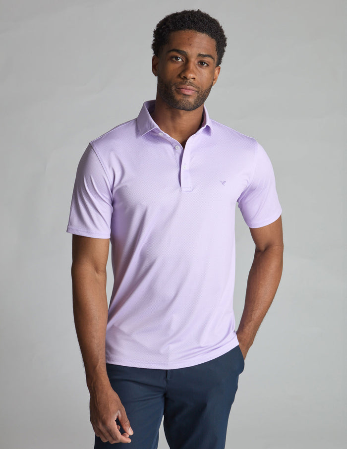NoFlop Golf Polo - Purple & White Bowtie (Mulligan's Island)