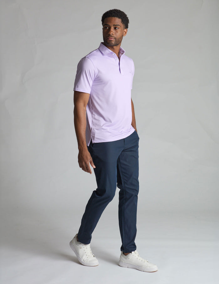 NoFlop Golf Polo - Purple & White Bowtie (Mulligan's Island)