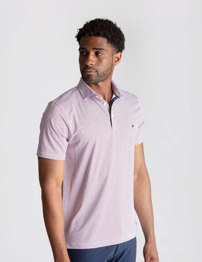 NoFlop Golf Polo - Red & Blue Bowtie (The Grip & Ripmore)