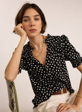 Nolan Printed Blouse - Black Polka Baukjen
